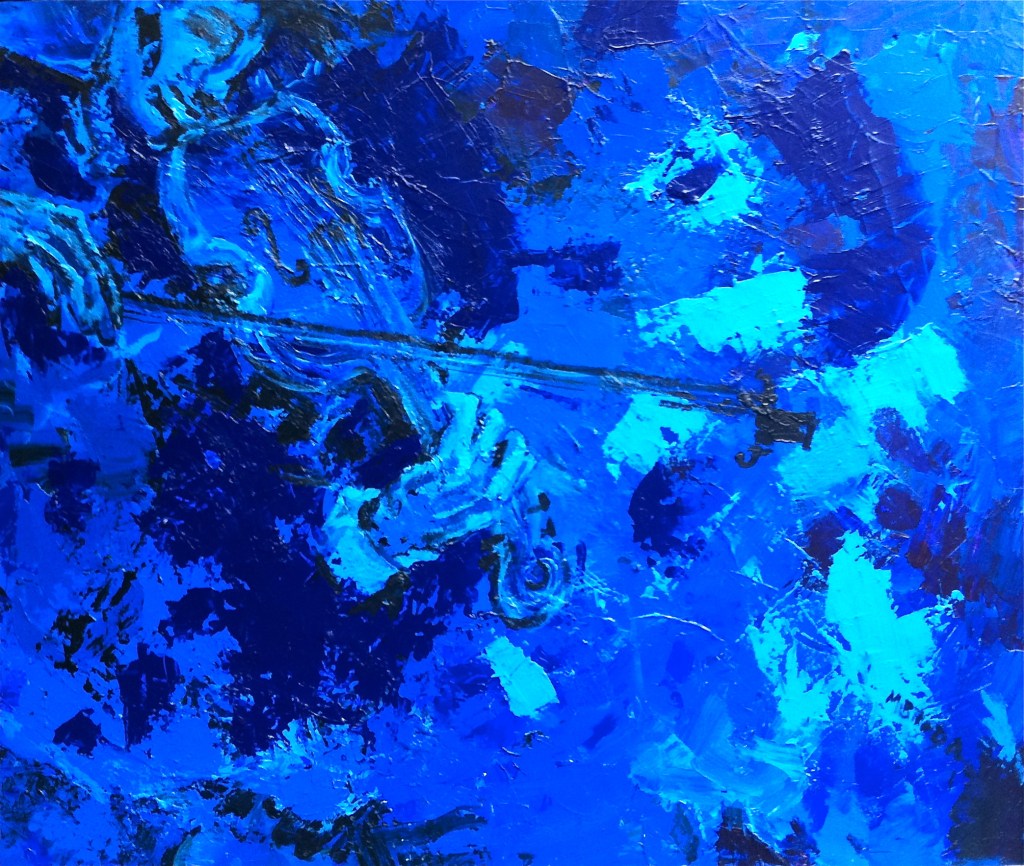 Cerilean Violin - original painting by Maggie Broda, SOLD