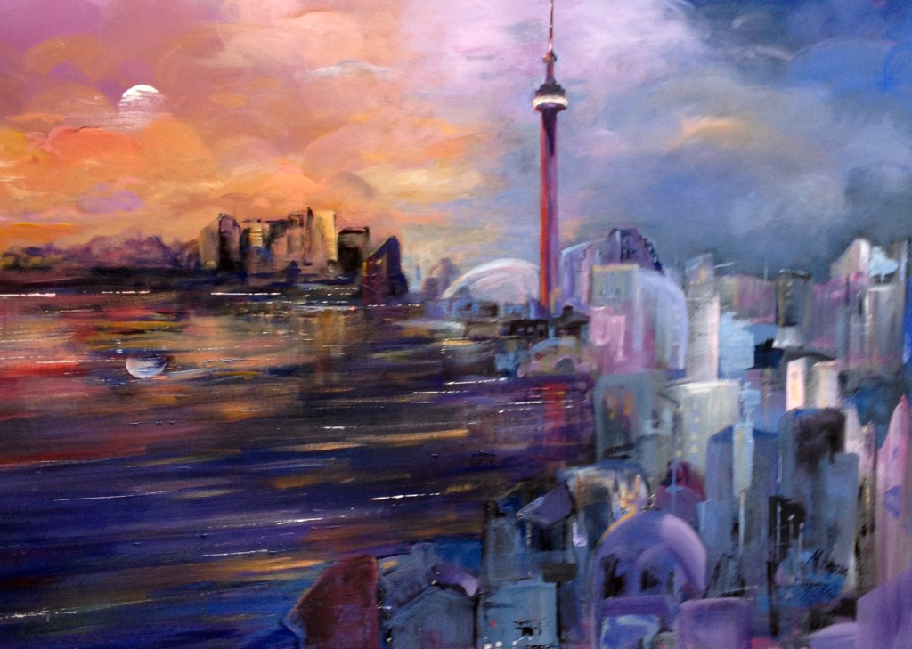 Dusk at the 416 - original painting by Maggie Broda, SOLD